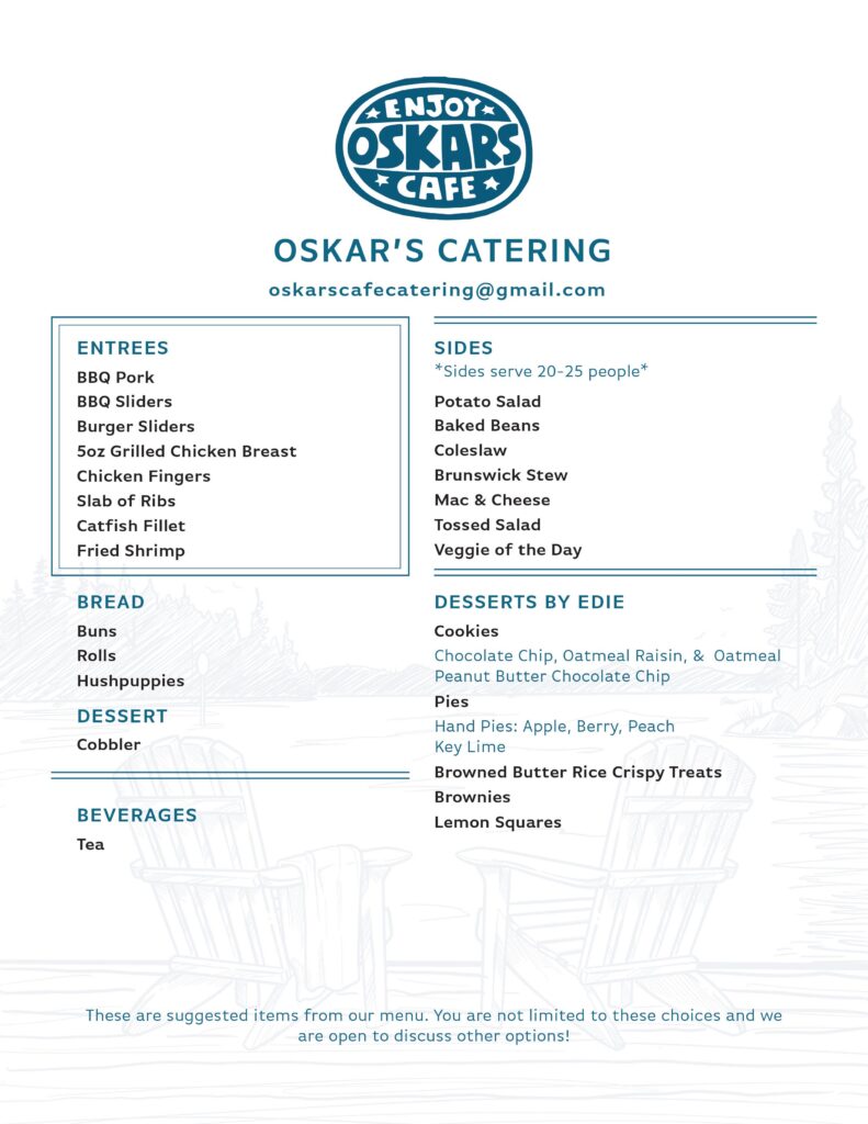 Oskars Cafe Catering Menu